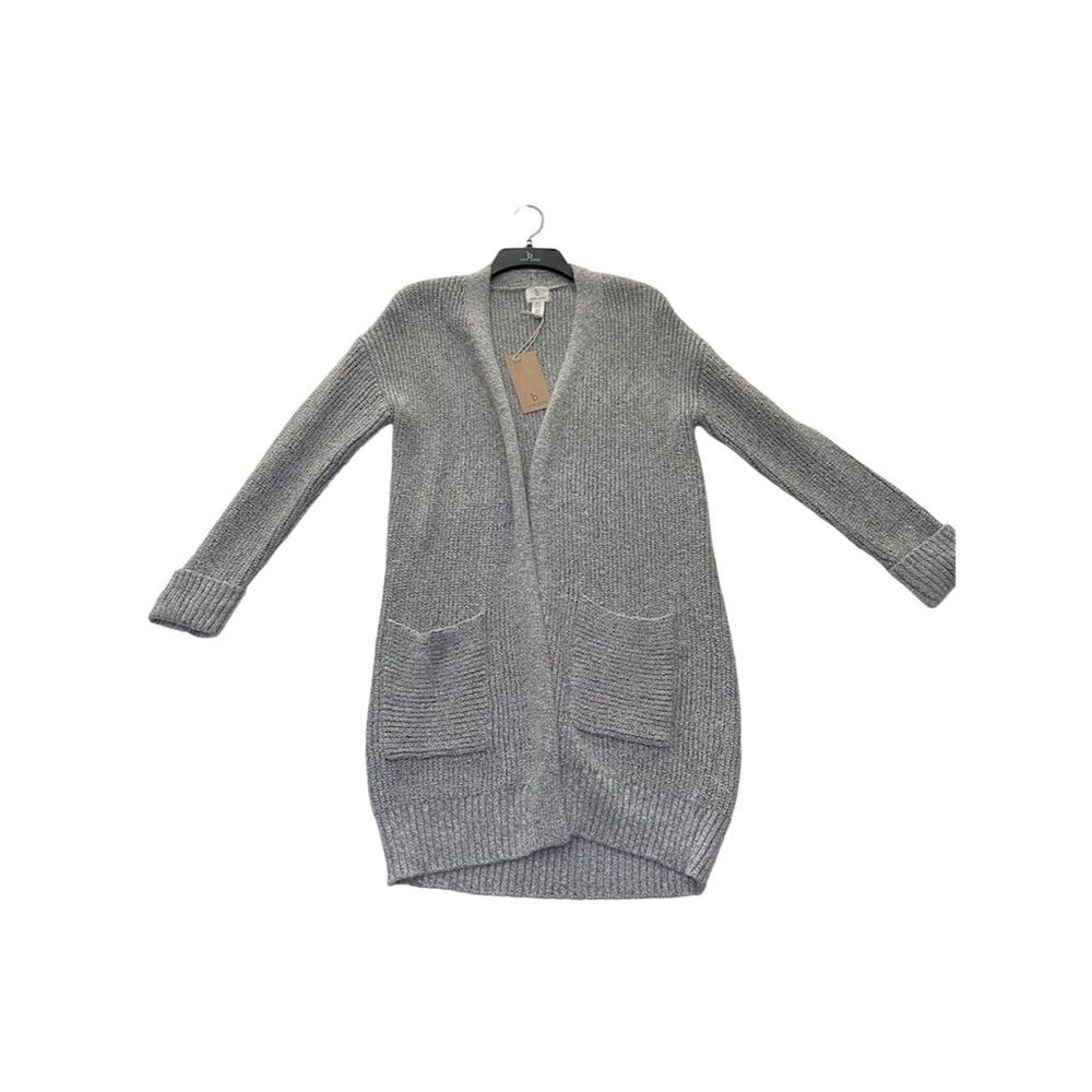 B New York Women's Gray Open Front Cardigan Sweater w/ Pockets M